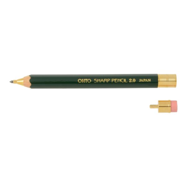 OHTO Mechanical Pencil Wood Sharp with Eraser 2.0, 2.0mm, (APS-680E) Made in Japan (Green) - Image 2