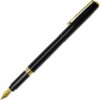 OHTO FF02 Gold Parts Model Fountain Pen, Schmidt Iridium Gilded Nib, Medium-Thick Aluminum Barrel with Gold-Plated Brass Components, Black Lacquer Finish, Includes FCR-6 Black Ink Cartridge