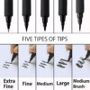 ZIG KURETAKE Bimoji Brush Pen, 5 Pcs Set (Extra Fine, Fine, Medium, Large, Medium Brush), great for Calligraphy, Hand lettering and Illustration, for Beginners and Professional, Made in Japan - Image 4